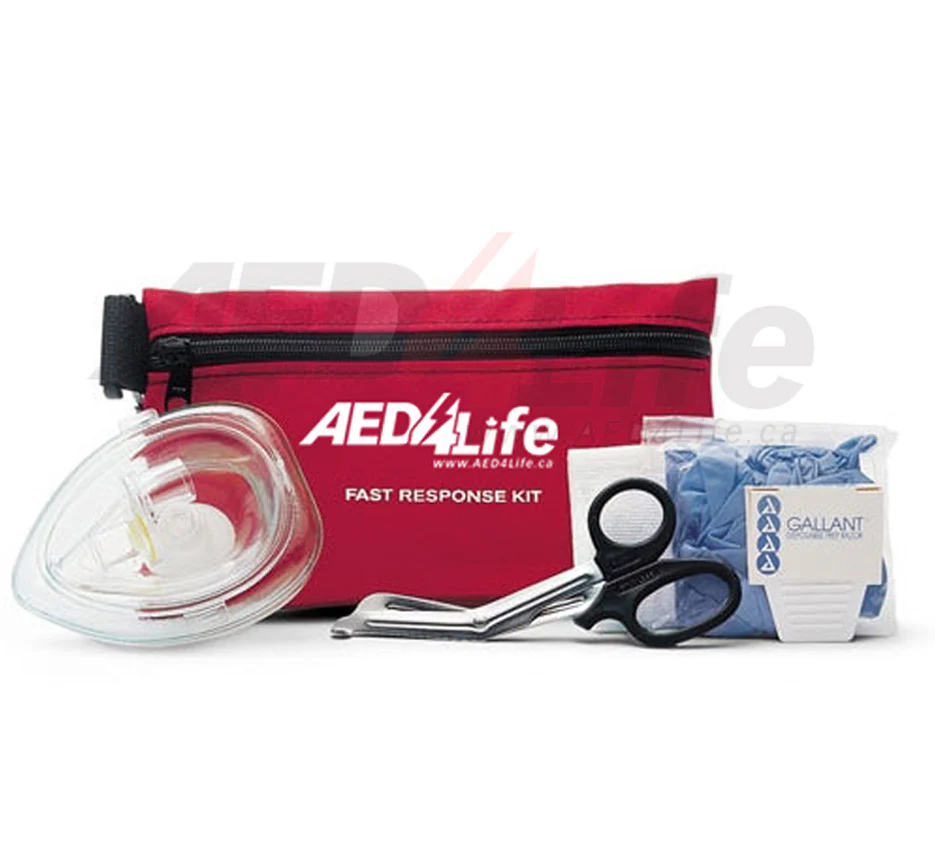 Philips Fast Response AED Kit: CPR Mask, Scissors & Prep Tools in Red Pouch