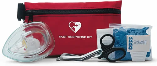 Philips Fast Response AED Kit: CPR Mask, Scissors & Prep Tools in Red Pouch